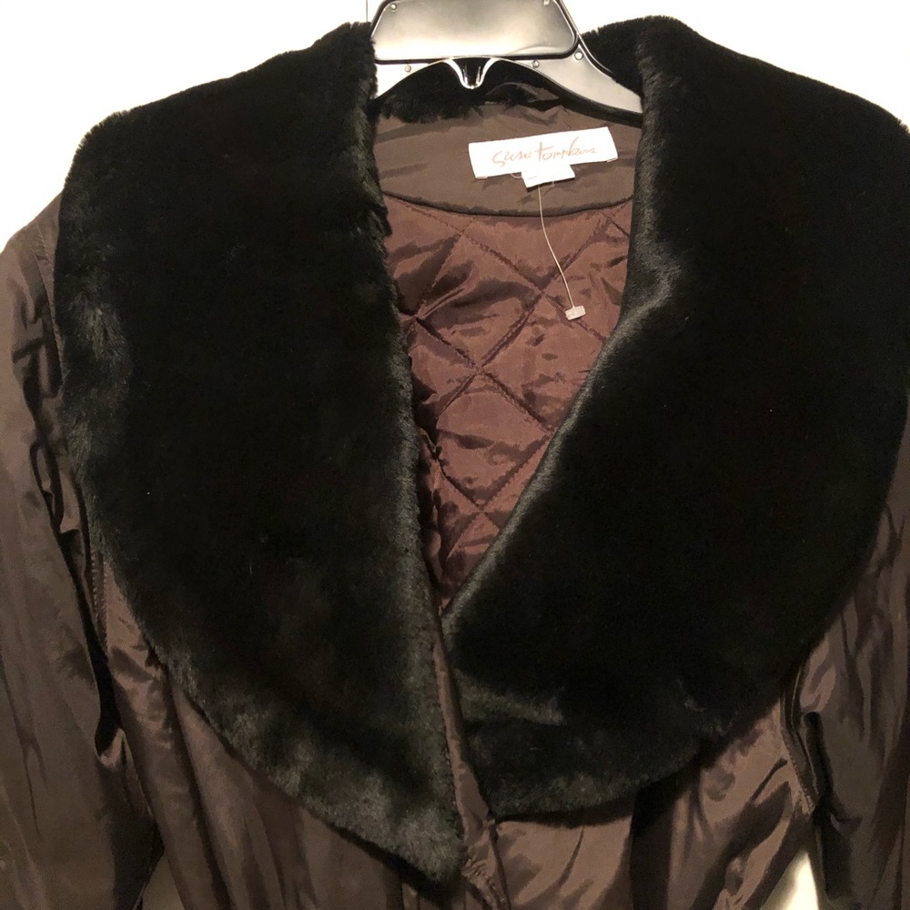 ❌NWOT Susie Tompkins Fur Collar Jacket, size L - Picture 7 of 11